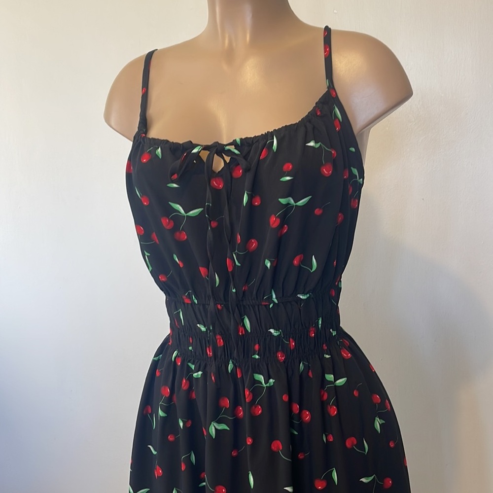 HESPERUS  Black Cherry Print Spaghetti Strap,  3X”   Womens DRESS